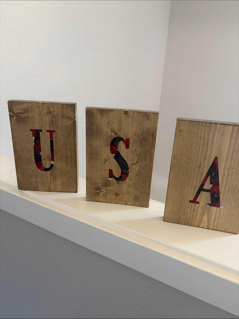 USA Wooden Red White & Blue Camo Sign